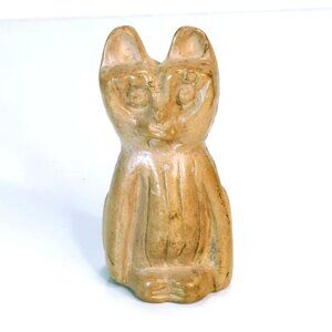 Vintage Chalkware Cat Figurine 3.5” Primitive Folk Art Mid Century Modern
